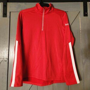 Under Amour Men's Team Tech Half Zip Pullover in Red and White